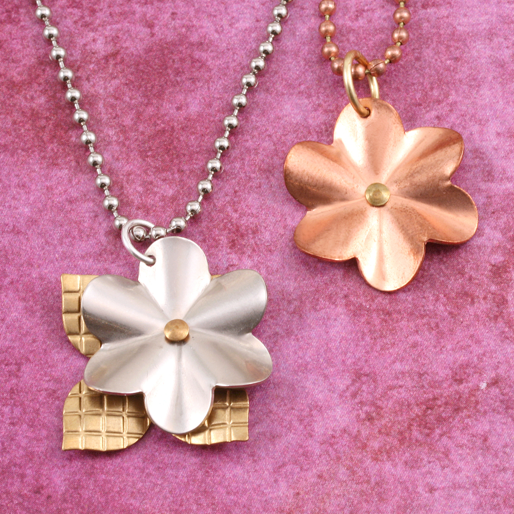 Metal Stamping Blanks Copper Folded Flower with 6 Petals, 22.5mm (.89"), 24g